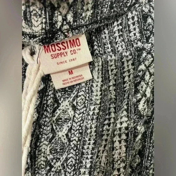 Mossimo Womens Patterned Maxi Skirt Black Size Medium M Front Slit Elastic Waist - Picture 6 of 7